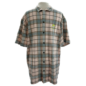 Pacsun Short Sleeve Flannel Pink Plaid Shirt Size XL Boxy Fit Soft